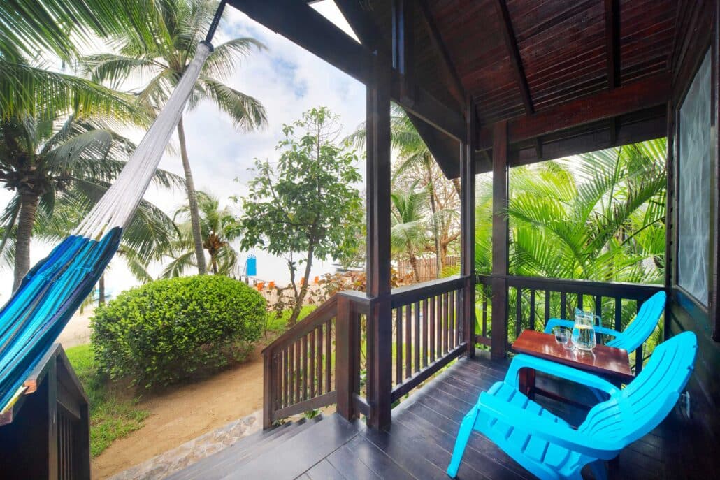 Beachfront Suite Patio in Roatan at Puerta Azul Boutique Hotel