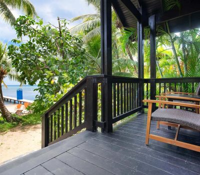 Beachfront Suite Patio in Roatan at Puerta Azul Boutique Hotel