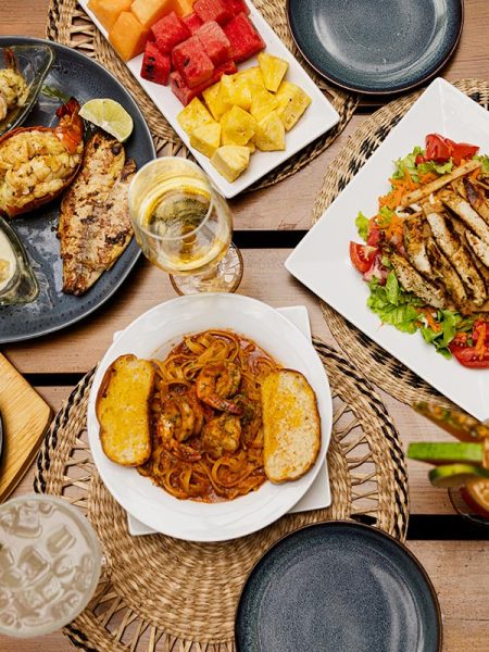 Dining Area at Puerta Azul Island Kitchen & Bar in Roatan Honduras